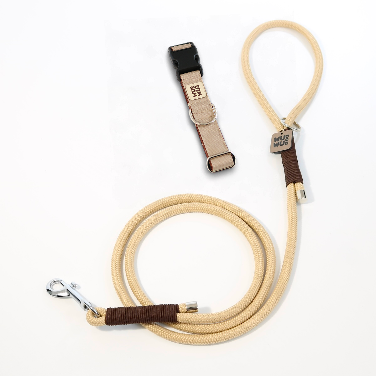 WUWU DOG Cream Nyakörv és Póráz Szett